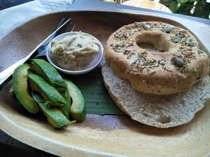 Everything bagel, avocado, hummus at Bagel House in Chiang Mai