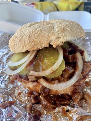 BBQ Pourk Sammie  at Dunedin Vegan Deli in Clearwater