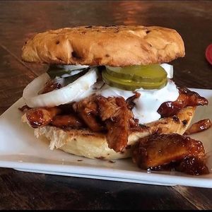 BBQ. Pourk sammie at Dunedin Vegan Deli in Clearwater