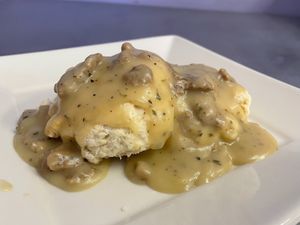 Weekend special 
Kind Biscuits and Gravy at Dunedin Vegan Deli in Clearwater