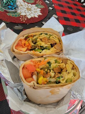 Korean BBQ whackaroni wrap with AAAALL the veggies! at Dunedin Vegan Deli in Clearwater