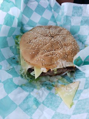 Whack 'burger with spicy provolone at Dunedin Vegan Deli in Clearwater