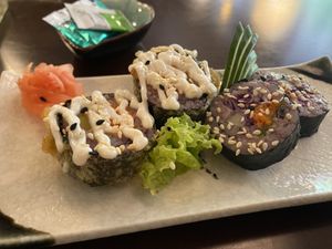 Complimentary Sushi Samples  at Tian Yun Vegan 天云蔬食 in Penang