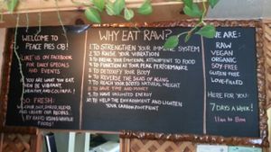 signs at Peace Pies in San Diego