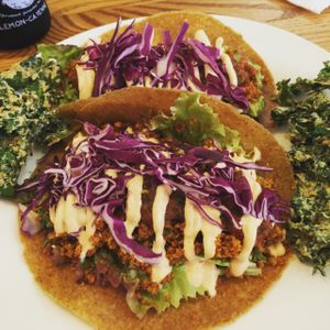 Raw Tacos! so good! at Peace Pies in San Diego