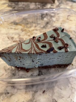 slice of mint chip cheesecake   at Peace Pies in San Diego