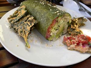 Caesar's Wrap with Kale Chips at Peace Pies in San Diego