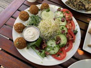Falafel Mediterranean Plate at Peace Pies in San Diego