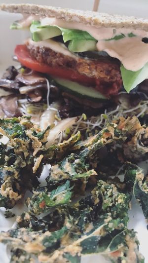 Burger and fries  at Peace Pies in San Diego