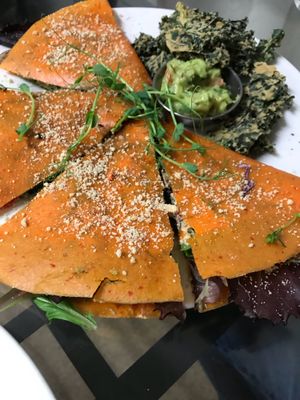 Yummy mushroom quesadillas at Peace Pies in San Diego