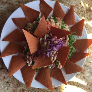 Raw-chos (raw nachos) at Peace Pies in San Diego