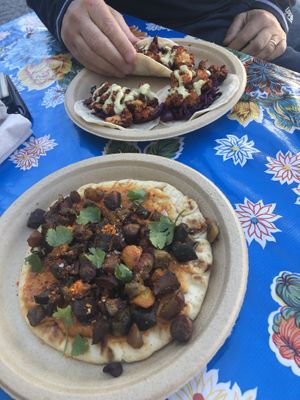 Cauliflower tacos and curried eggplant and carrots   at Forward Brewing in Annapolis
