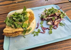Vegan fried chicken bao at Han West in Berlin