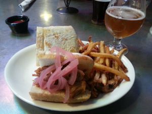 bbq jackfruit sandwich at Trinity Brewing Company in Colorado Springs