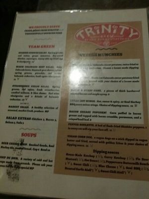 food menu  at Trinity Brewing Company in Colorado Springs