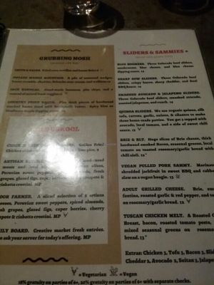 food menu  at Trinity Brewing Company in Colorado Springs