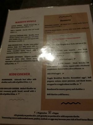 food menu  at Trinity Brewing Company in Colorado Springs
