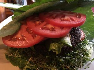 Raw burger at Liquid Earth in Baltimore