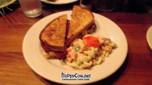 The vegan Reuben! With vegan macaroni salad. at Liquid Earth in Baltimore