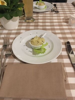 a free sample of there mashed potatoes, was yum at Il Villino delle Rose in Valbrembo