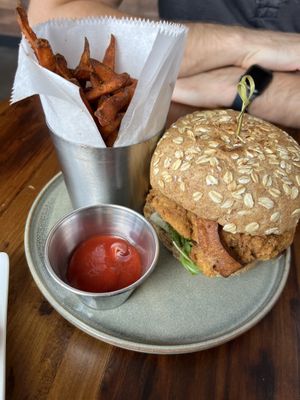 BLAC burger, really good  at TLC Vegan Kitchen in Richardson