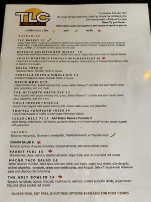 Menu  at TLC Vegan Kitchen in Richardson
