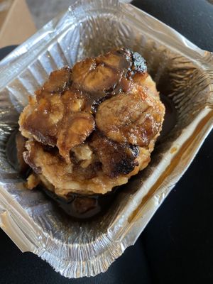 Bananas foster bread pudding  at TLC Vegan Kitchen in Richardson