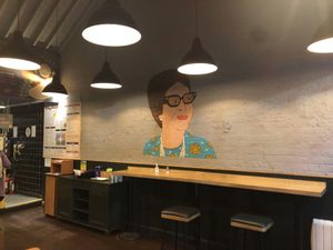 Cool lady on the wall   at Umi Falafel - George's St Arcade in Dublin