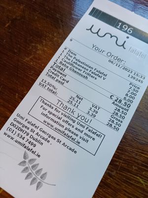 Our order at Umi Falafel - George's St Arcade in Dublin