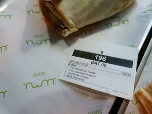Lebanese falafel and receipt at Umi Falafel - George's St Arcade in Dublin