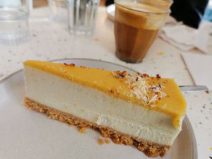 Passionfruit cheesecake at Greenfinch in Berlin