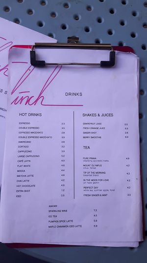 Menu: Drinks. at Greenfinch in Berlin