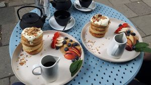 Tea and pancakes. at Greenfinch in Berlin
