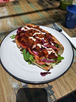 Vegan pulled pork sandwich. So delicious! at Jamaica Blue in Brookvale