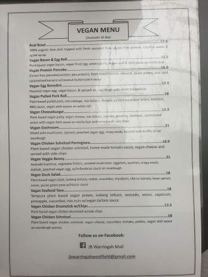 Jamaica Blue Vegan Menu at Jamaica Blue in Brookvale
