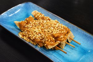 Satay tofu skewers at Veggo Sizzle in Five Dock