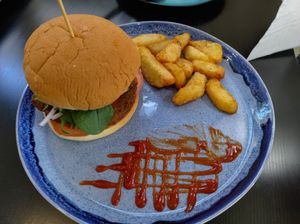 Vegan chicken burger at Veggo Sizzle in Five Dock