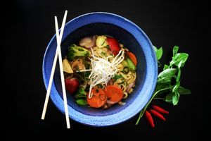 Drunken Noodles at Veggo Sizzle in Five Dock