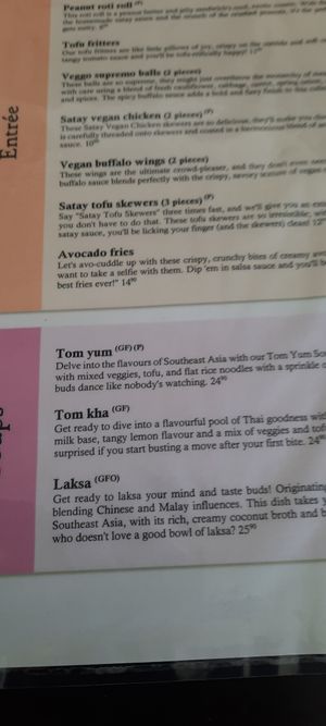 Main course menu at Veggo Sizzle in Five Dock