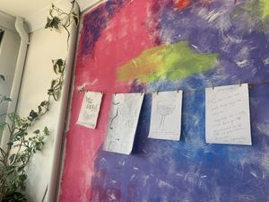 Cute interior wall - loved the plants   at Veggo Sizzle in Five Dock