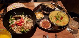 Pad thai, and vegetable curry at Ginger in Shanghai