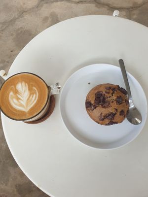 Soy latte + chocolate chip muffin at BGS Bali in Kuta