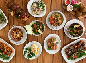 A Lebanese Scene: a table full of mezze. Perfect for sharing with friends and family.  at Muito BEY in Lisbon