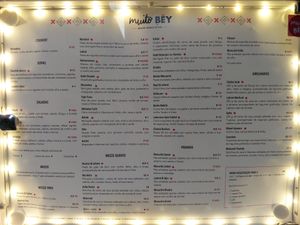 Menu at Muito BEY in Lisbon