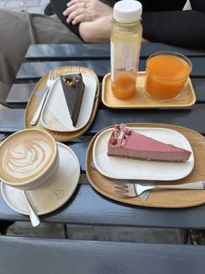 Chocolate orange and raspberry cake  at 4minutes Cafe in Budapest