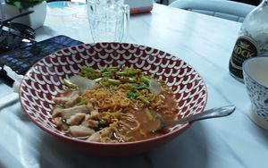 Noodle soup dish at Kaek Kao Kua in Bangkok