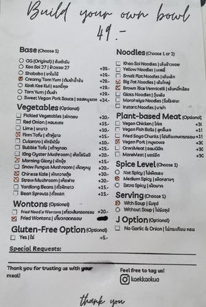 They’ve added a ‘Build your own bowl’ option to the menu. This was what I went with.  at Kaek Kao Kua in Bangkok