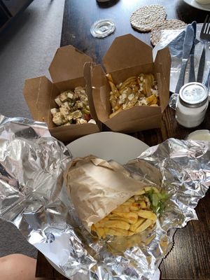 Wrap, Greek salad and Greek chips  at Eat Greek in Worcester