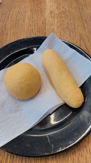 Pan de bono y pan de yuca at The Vegan Bakery (formerly Panadería Rocks) in Bogota