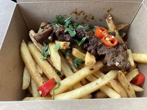 Rendang with fries at Mr. Vegan Foodbar in Hilversum
